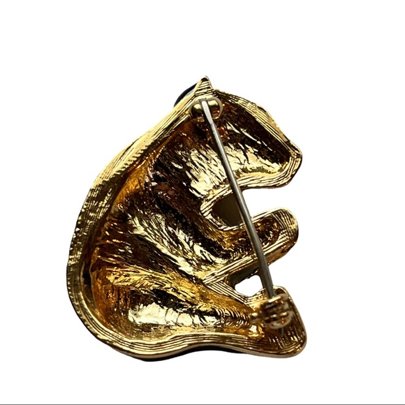 Vintage Carolee Dimensional Panda Bear Black Enamel Crystal Rhinestone Pin - Picture 2 of 2